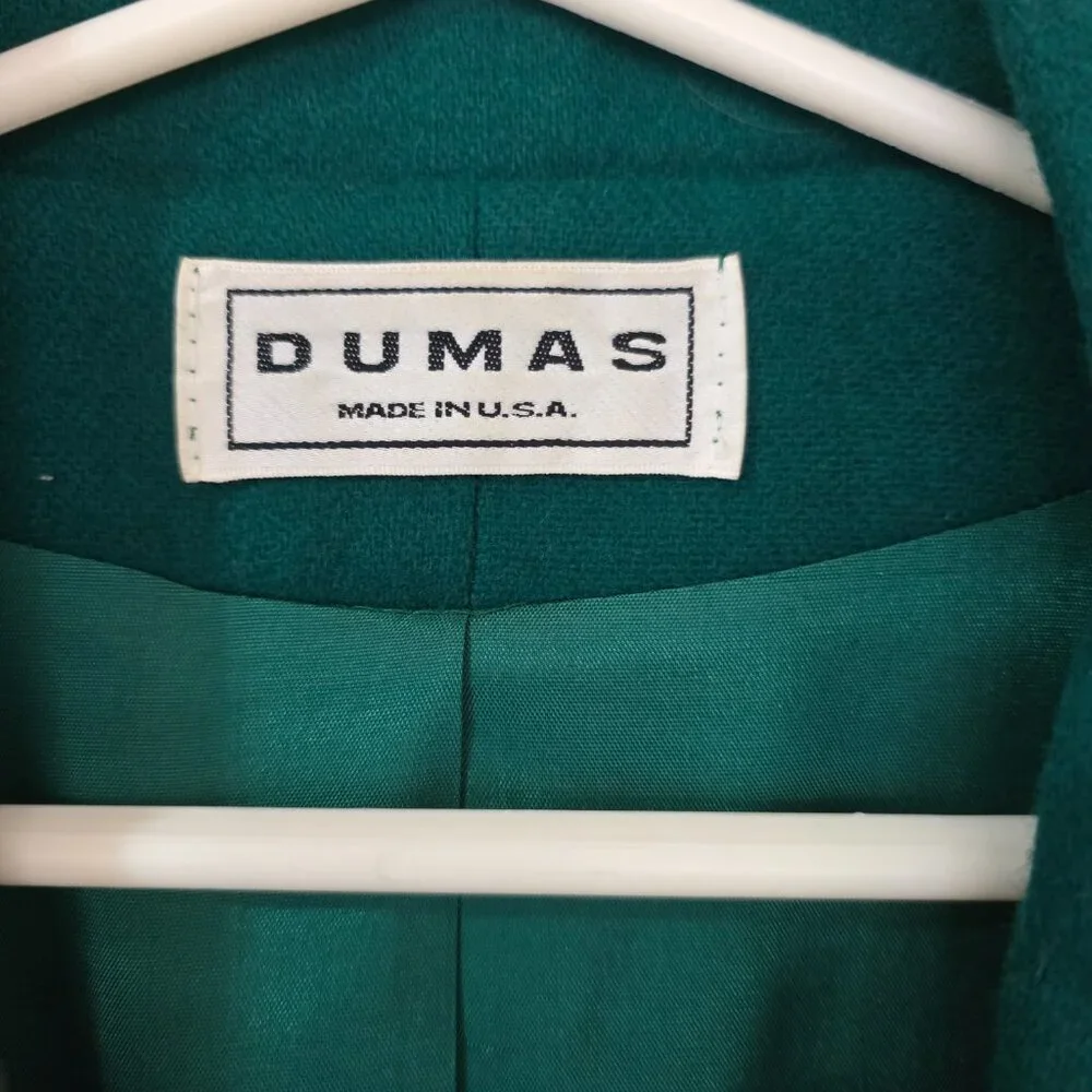 Dumas USA Women's 100% Wool Lined 1-Button Blazer Front Pockets Green Sz 6 - Picture 4 of 8